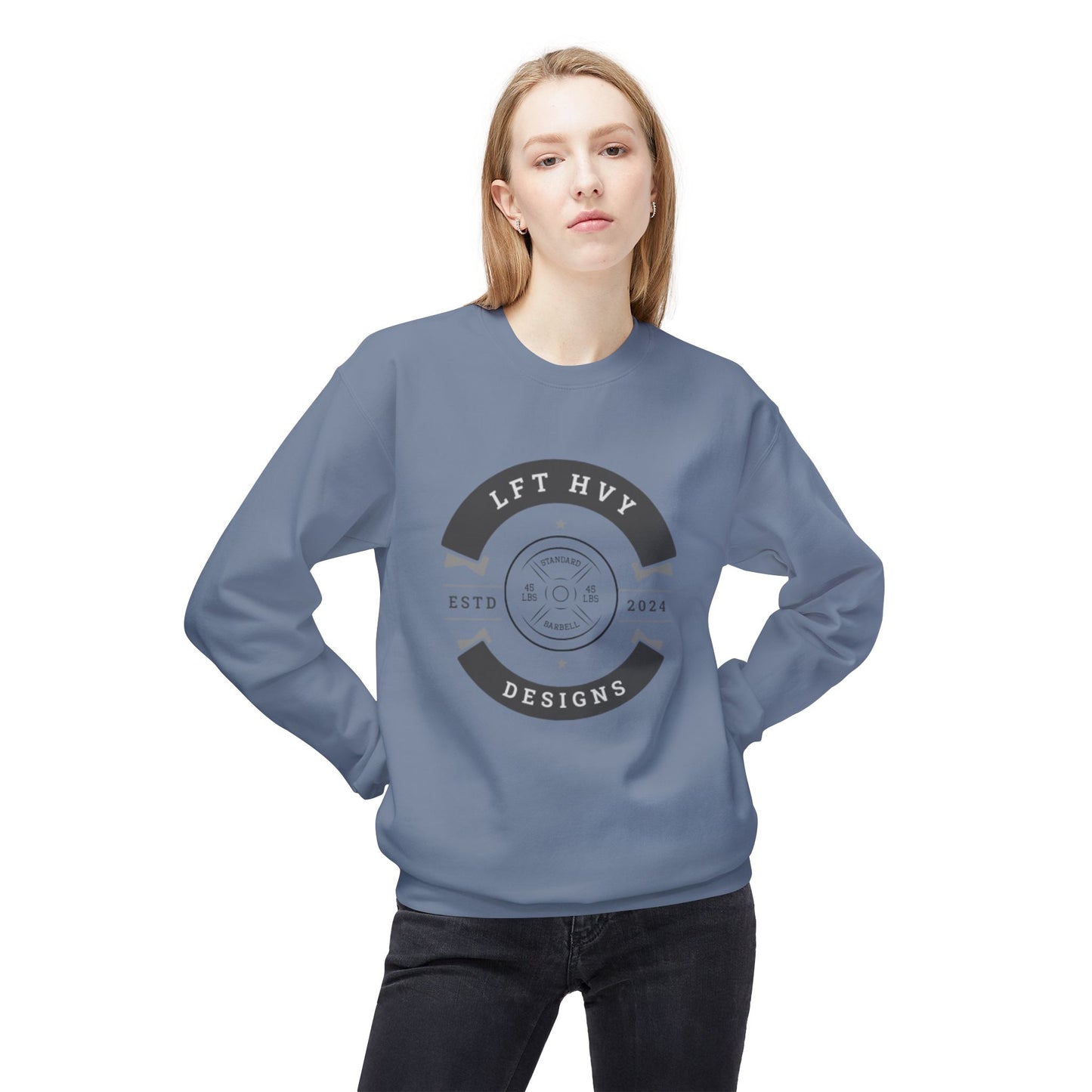 LFT HVY Designs Unisex Midweight Crewneck Sweatshirt - Comfortable & Stylish