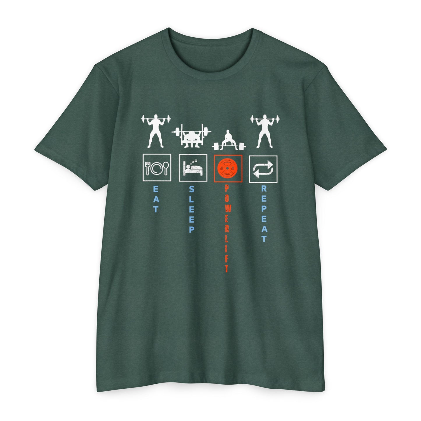 Powerlifting Motivational Unisex Cotton Crew Tee - Eat Sleep Powerlift Repeat