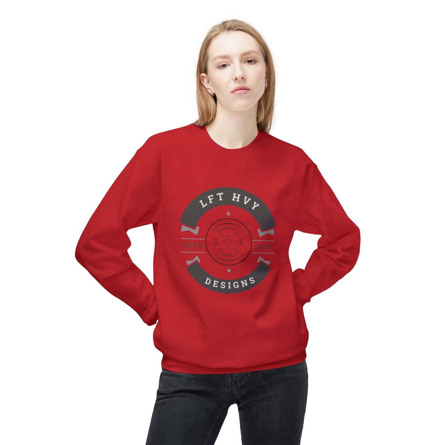 LFT HVY Designs Unisex Midweight Crewneck Sweatshirt - Comfortable & Stylish
