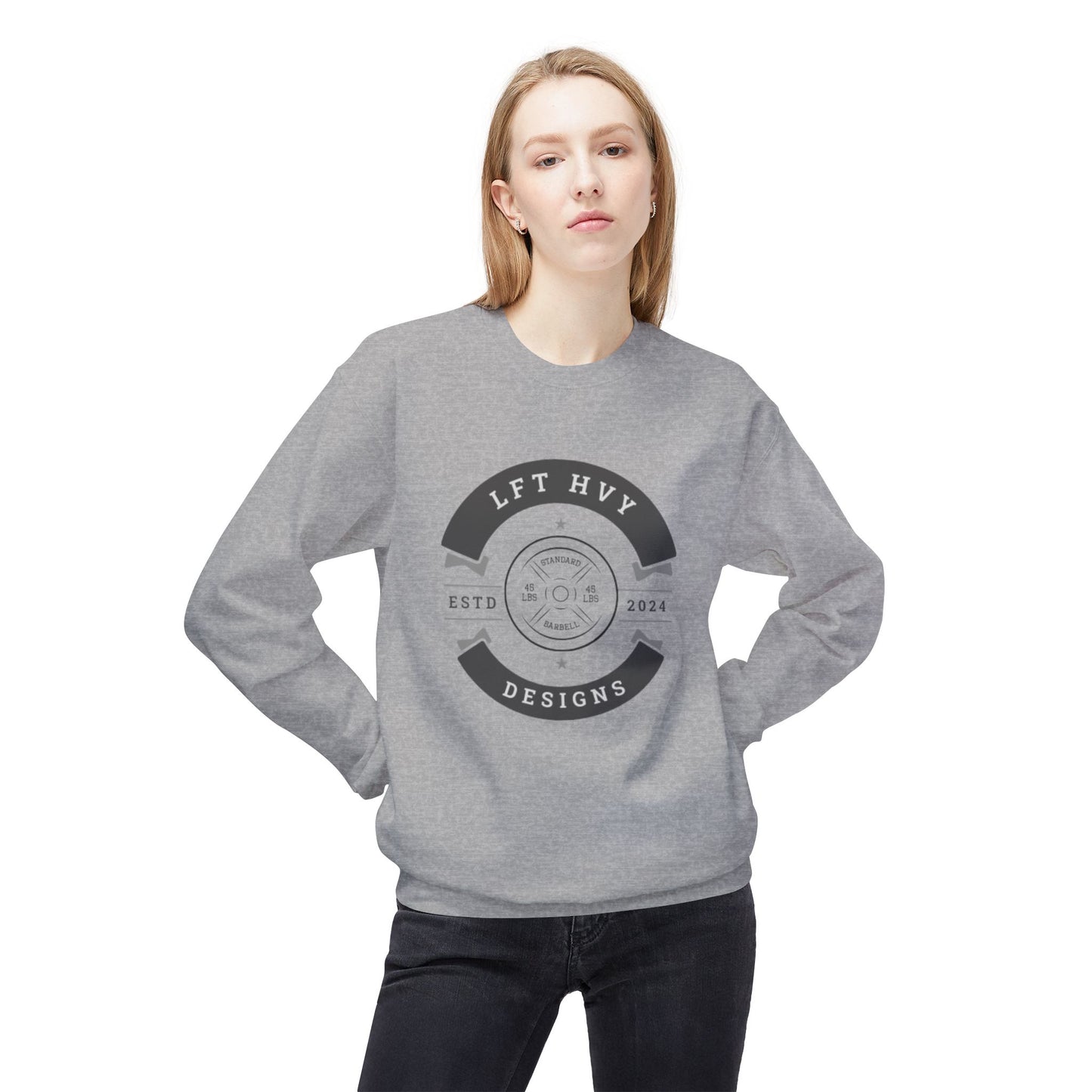 LFT HVY Designs Unisex Midweight Crewneck Sweatshirt - Comfortable & Stylish