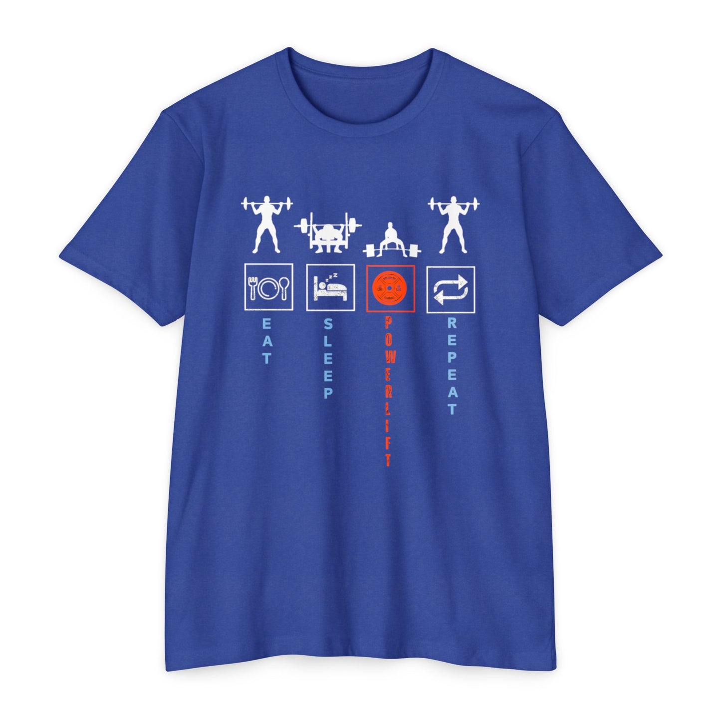 Powerlifting Motivational Unisex Cotton Crew Tee - Eat Sleep Powerlift Repeat