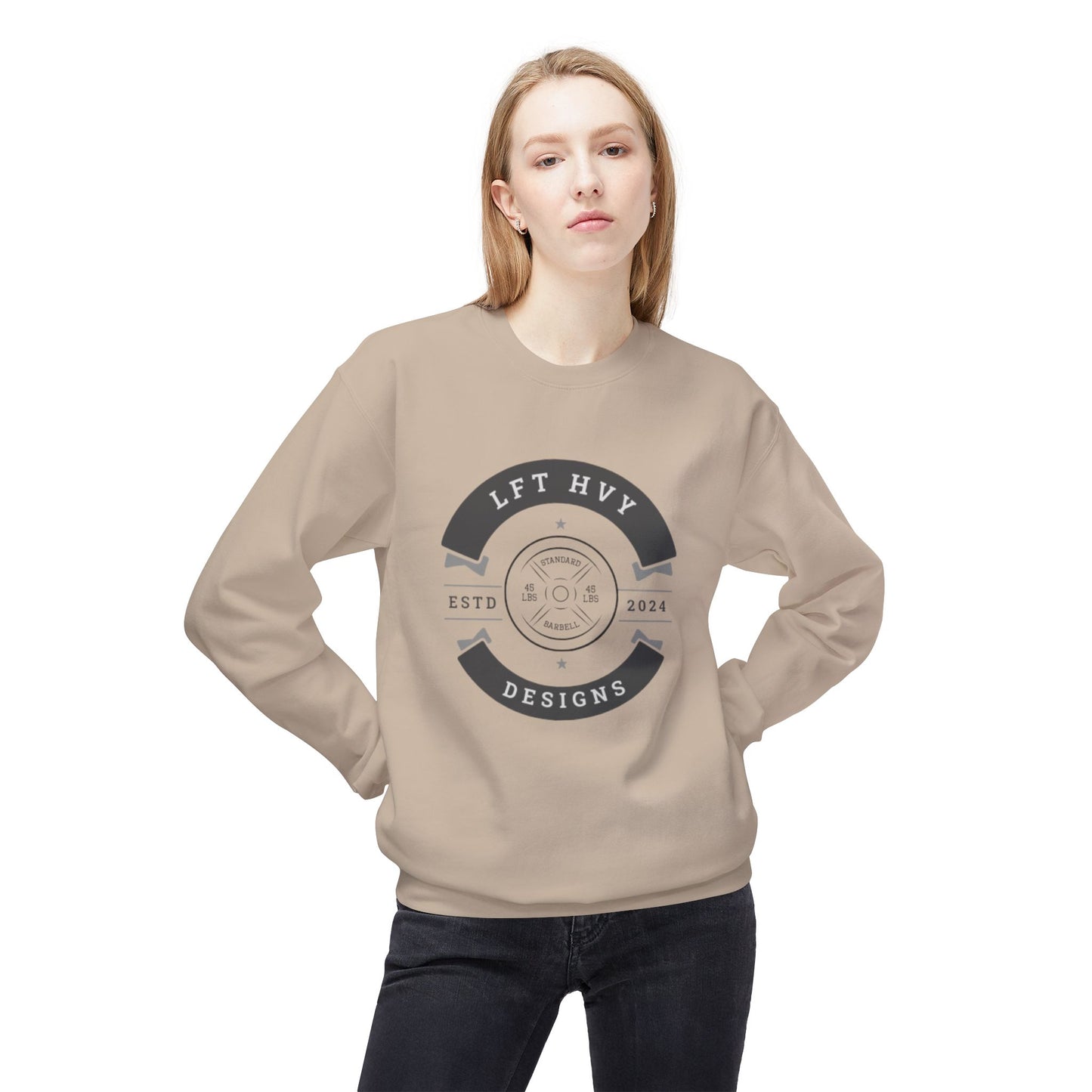 LFT HVY Designs Unisex Midweight Crewneck Sweatshirt - Comfortable & Stylish