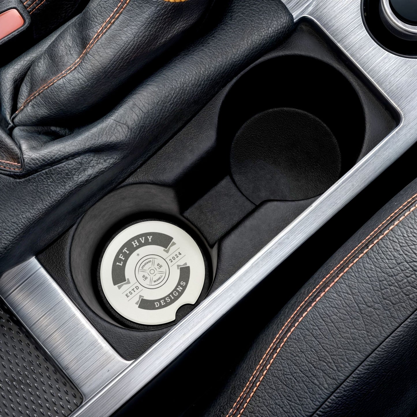 LFT HVY Soapstone Car Coaster - Gym Lover's Gift for Car Interior