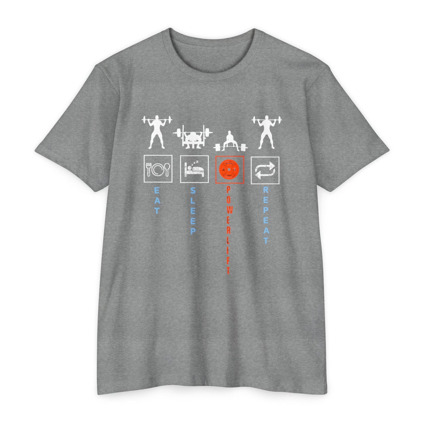 Powerlifting Motivational Unisex Cotton Crew Tee - Eat Sleep Powerlift Repeat
